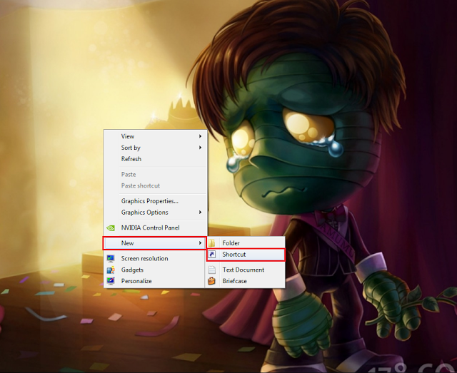 Hướng dẫn Tạo Nút Shutdown Trên Màn Hình Desktop