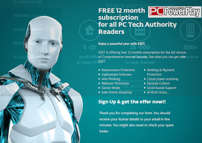 Bản quyền miễn phí 12 tháng cho ESET Internet Security for Windows or ESET Cyber Security Pro for Mac